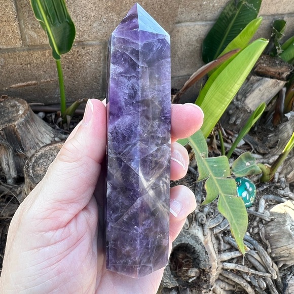 Chevron Amethyst Crystal Tower - Picture 10 of 11